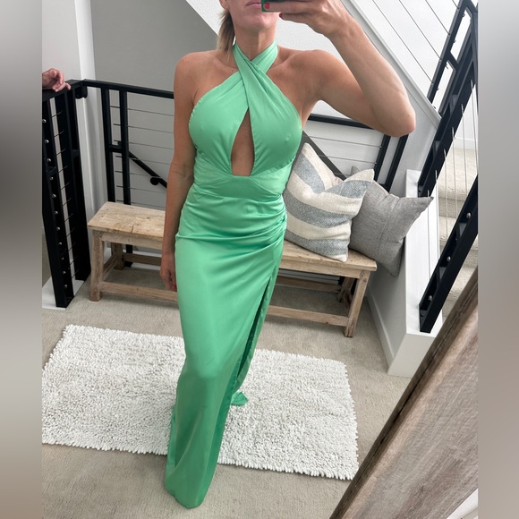 Show me your mumu Adele halter green gown dress formal wedding event party S - Picture 3 of 16